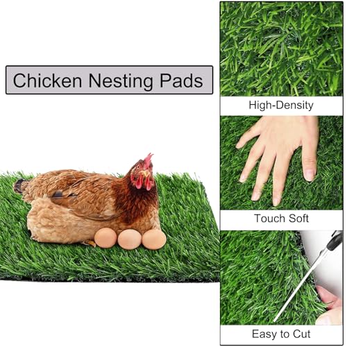 VERAMI Chicken Nesting Box Pads,12"x12" Washable Artificial Grass Rug Carpet Fake Grass Synthetic Turf Mat for Chicken Coop Pet Garden Lawn Indoor Outdoor (Green-6 pcs)