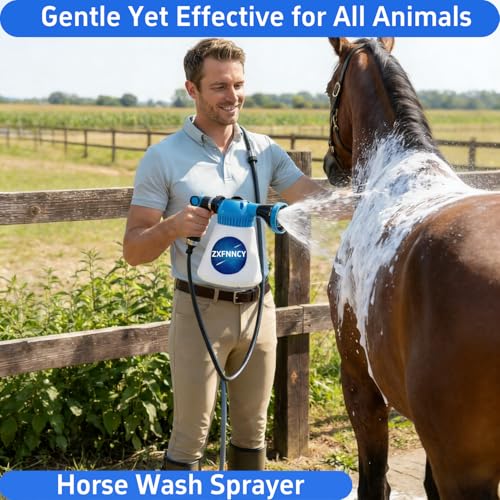 Professional Pet Shampoo Foamer, All-Animal Foam Sprayer for Garden Hose | Adjustable soap control with 6 spray patterns for dogs, cats, horses, livestock and other animals, for fast, even bathing.