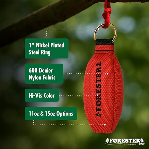 FORESTER Arborist Throw Line Kit | 15oz Throw Weight & 180ft Throw Rope | Pro Slick 100% Dyneema Throw Line Rope | Arborist Equipment for Tree Climbing - size: 15oz Throw Weight