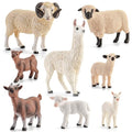8PCS Realistic Sheep Goat Figurines Alpaca Figures Llama Figurines | Solid Farm Animals Toys for Toddlers 3-5, Educational Animal Family Set for Kids, Cake Toppers Party Favors for Boys Girls - style: Sheep Goat Alpaca