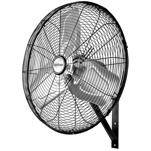 Hurricane Pro Commercial Grade Oscillating Wall Fan, 3 Speeds, Black, 20in | Metal Wall Mount Corded Electric Air Cooling Unit w/ Powerful 4600 CFM Airflow for Home, Garage, Gym, Workshop & Greenhouse - style: 20" Pro Commercial Grade