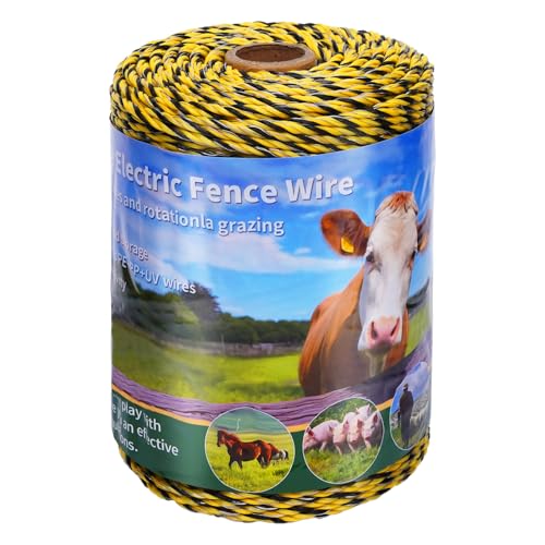 656ft Electric Fence Polywire, 9-Strand Stainless Steel, 1/8" Diameter | 9 Strands 304 stainless + 30 poly; 330lb break; High conductivity; UV resistant; for horses, cattle, goats,rotational grazing - size: 656 Feet