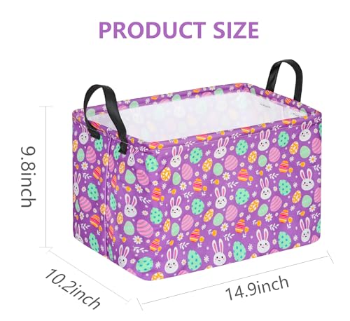 Easter Storage Basket Easter Bunny Storage Bin Collapsible Nursery Hamper Clothes Box Book Shelf Basket Easter Bunny Eggs Decor Easter Gifts - color: Easter Bunny