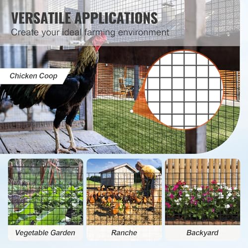 VEVOR Hardware Cloth, 24'' x 100' 1/2 inch Galvanized Wire Mesh Roll, 19 Gauge Chicken Wire Fencing Roll, Vinyl Metal Wire Mesh for Chicken Coop Barrier, Rabbit Snake Fences, Poultry Enclosures - size: 1/2inch 24'' x 100'