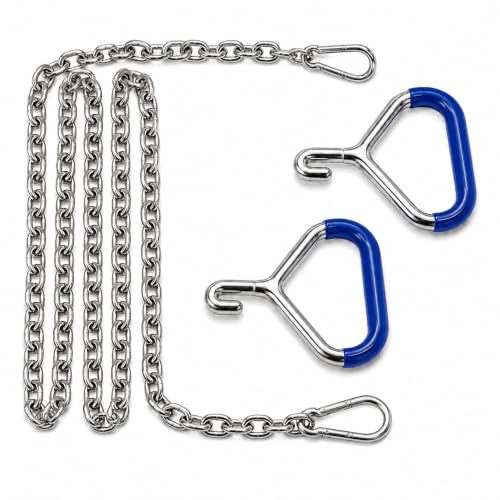 60-Inch Calf Pulling Chain Set, 304 Stainless Steel, 2 Handles, Carabiners | 304 stainless steel; detachable carabiners clip to chain ends or any link for flexible setups; for cows, cattle and goats