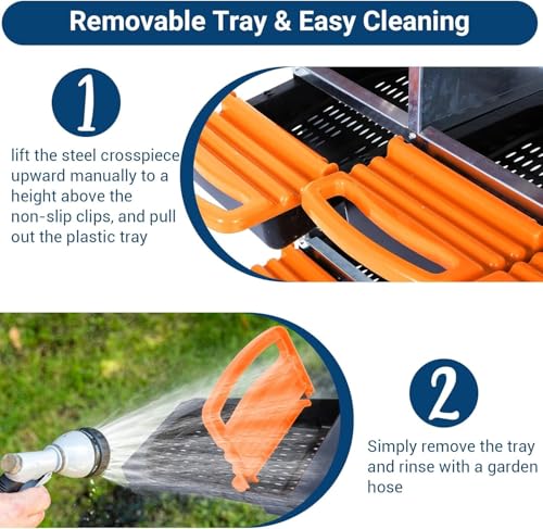 Chicken Nesting Box, 8 Hole 2 Layer Hen Nest Boxes, Roll-Away Egg Collection System with Ventilation Holes，Rustproof Plastic Tray & Keyhole Mounting, Chicken Laying Box - color: Orange, size: 8 holes