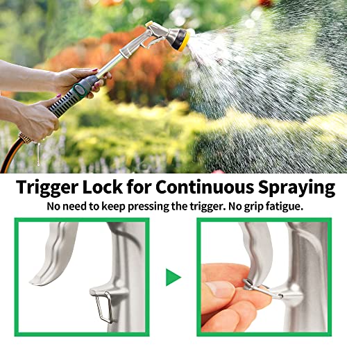AUTOMAN Garden Nozzle Sprayer, High Pressure Spray Nozzle, 100% Metal Water Hose Nozzle, 7 Patterns Watering Nozzle, Heavy Duty Sprayer Garden Nozzle for Watering Plants & Lawns, Washing Cars & Pets - color: Metal