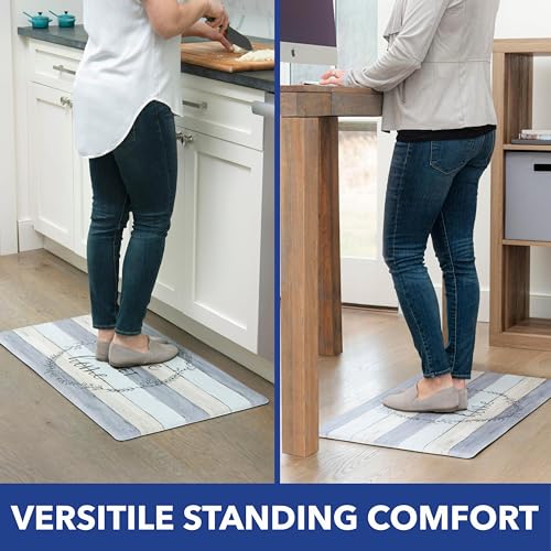Home Dynamix Cozy Living Home Sweet Home Modern Farmhouse Runner Anti-Fatigue Kitchen Mat, Non-Slip Floor Mat, Padded Standing Desk Mat, Grey/Beige, 17.5"x30" - color: Grey/Beige, size: 18"L x 30"W x 0.5"Th