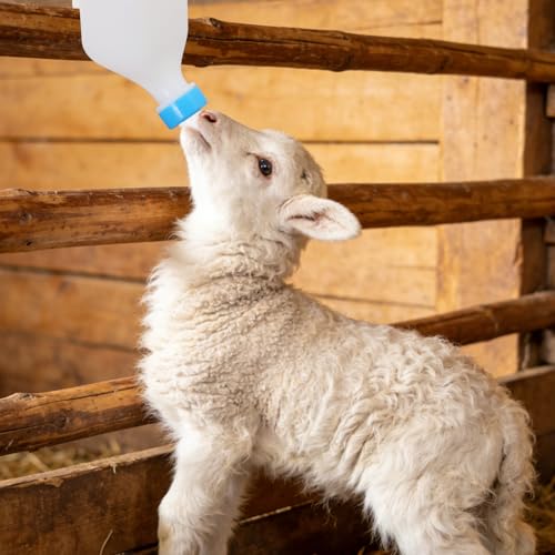 2PCS 800ml Lamb Feeding Bottle Goat Feeder Bottles Hang Upside Down Livestock Drinking Bottles for Goat Lamb Fawns Farm Livestock Supplie with Measurements