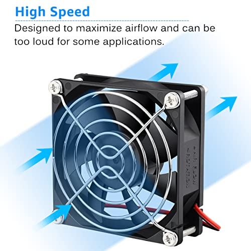 GDSTIME 2Pcs 80mm x 25mm Dual Ball Bearings High Speed 12V Cooling Fan 2Pin | 4500RPM, DC Brushless, Powerful Airflow, PC Case Fans, for Computer PSU, Amps, Wine Cooler, RV Fridge, Incubator, Electronics - size: 80x25mm