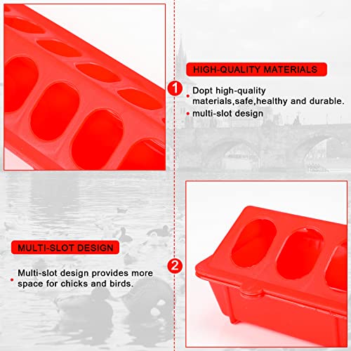4 Pcs Plastic Flip Top Poultry Feeder Small Plastic Chicken Feeder for Pigeon Duckling Quail Drinker No Mess No Waste Multihole Birds Feeding Dish Dispenser(Red)