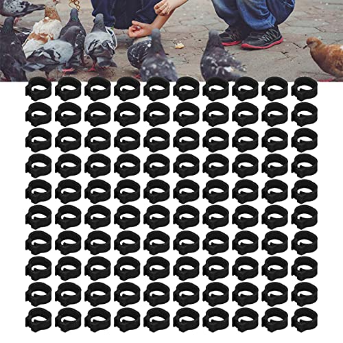 Zerodis 100PCS 8mm Leg Rings, Plastic Identification Bands for Pigeons, with Reusable Easy to Install for Poultry Dove Marking (Black) - color: Black