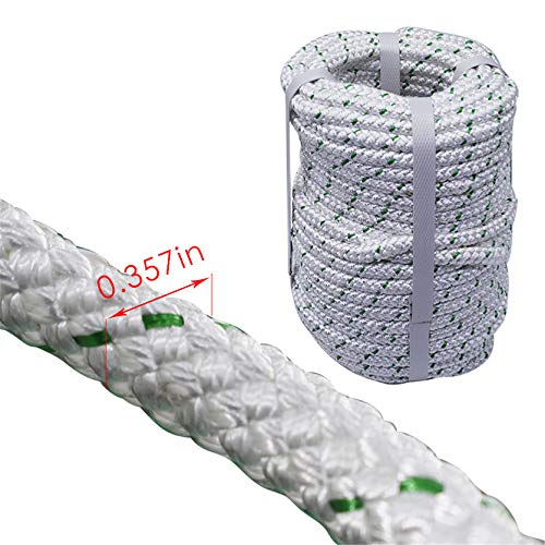 3/8 Inch x 100 Feet 4800Lbs Double Braid Polyester Rope Breaking Strength Strong Pulling Rope - color: White & Green, size: 3/8in x 100 ft