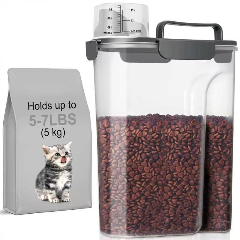 LEAWALK 5Lbs Airtight Cat Dog Food Storage Container with Upgraded Large Nozzle BPA-Free, Pet Food Storage Containers for Rice, Grain, Pet Food, Flour, Dog Treat Storage (Dark Gray, 5L-1pack) - color: Dark Gray, size: 5L-1pack