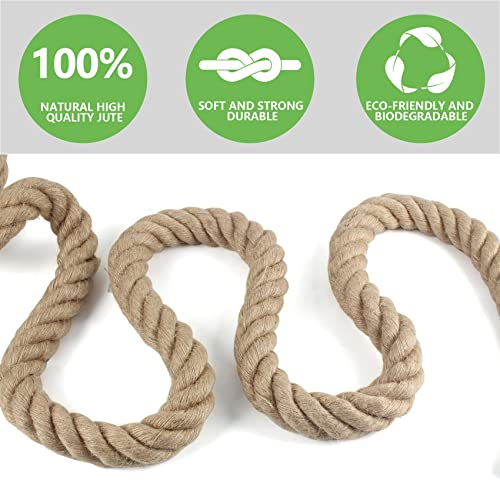 Twisted Manila Rope 1-1/2 in x 50 ft Natural Thick Hemp Rope for Railing Docks Tug of War Decorating Crafts Nautical Landscaping Swing Hammock - size: 1-1/2inch x 50feet