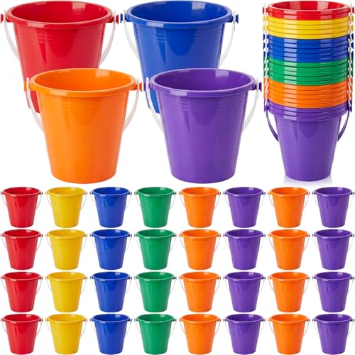 Didaey 24 Pcs 5 Inch Beach Buckets Bulk, Colorful Mini Sand Pails, 6 Colors - color: 6 Colors
