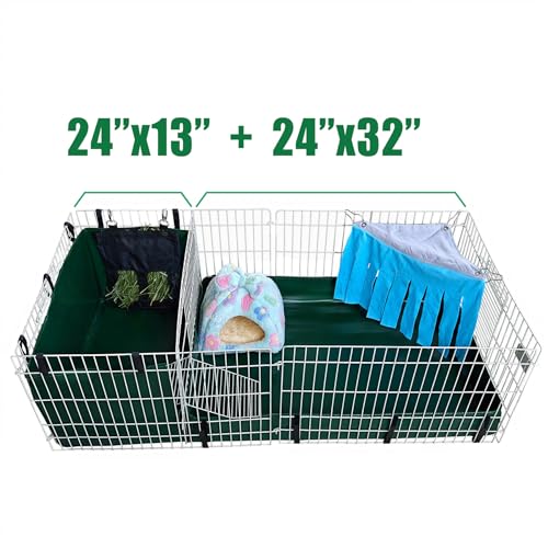 Guinea Pig Litter Box, Hay Holder, Cage Liner, Washable & Reusable | Mesh Reinforced PVC Material, Ideal Litter Box for Rabbits & Other Small Animals, Fits Midwest Cage Kitchen, 24"x13", Green - color: Green, size: 24"x13"