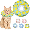 Seyezo Cat Cone Collar Soft, Adjustable Cat Recovery Cone, Green Lemon, S | Stops Licking, Cute Donut Neck Collar, After Surgery Elizabethan Collar, Protective Neck Pillow, Cone of Shame - color: Green Lemon, size: Small