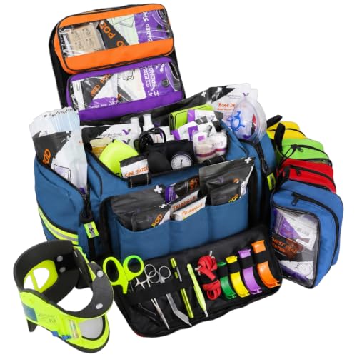 Lightning X Stocked X-Large Modular EMT Medic Trauma Bag w/Emergency Medical Fill Kit Supplies - Blue - color: Blue