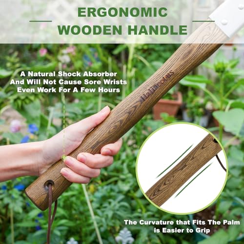 Haliaeetus Pick Axe, Stainless Steel Mattock, Garden Pick with Wood Handle | with Sharp Pick and Cutting Edge for Breaking up Heavy Clay Soil, and Removal of Difficult Weeds, for Digging, Loosening Soil