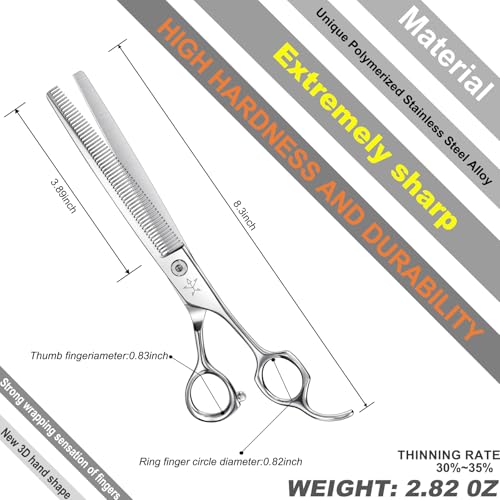 High-end Professional Dog Grooming Thinning Scissors Teeth Cutting Blending Shears Pet Texturizing Shears 7.5 Inch Extremely Very Sharp Stainless Steel Alloy For Cat Other Animals Groomer - color: 7.5inch Thinning Shears