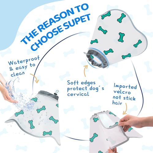 Dog Cone After Surgery - Soft, Comfortable, Adjustable Recovery Collar for Large, Medium, Small Dogs - Stop Licking with Soft Protect Edge (Bone, XL) - color: Bone, size: XL