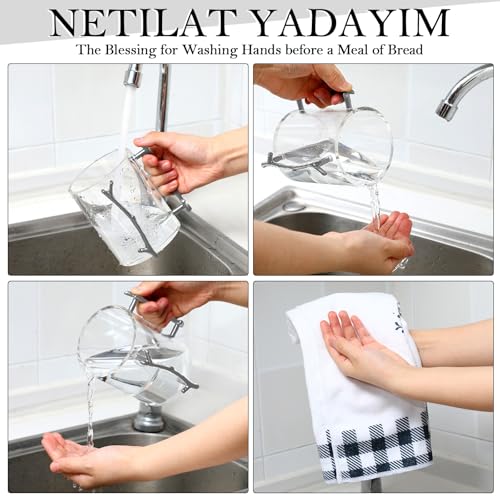 Dingion Judaica Hand Washing Cup for Netilat Yadayim,Silver Handle | Clear Acrylic Judaica Hand Washing Cup Stable Dual Silver Handle 5 Inch Netilat Yadayim Cup Traditional Jewish Ritual Kohanim - color: Silver Handle