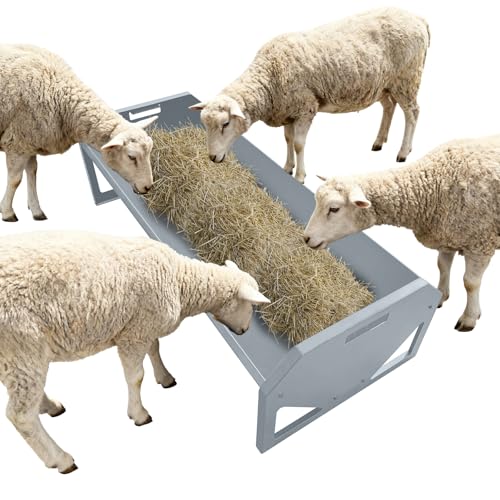45-Inch Portable Livestock Feeding Trough, Heavy Duty 22 Gallon Capacity Feeder for Cows, Sheep, Horses, Pigs, Feeding Up to 10 Sheep, Durable Galvanized Steel（Silver） - color: Silver
