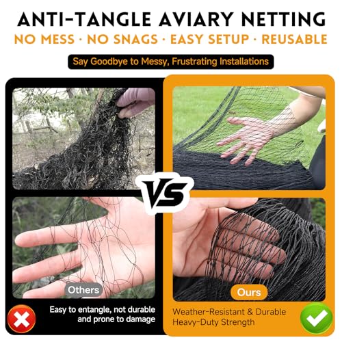 Heavy Duty Bird Netting for Garden with 1" Mesh, 25x25 ft Reinforced HDPE Chicken Netting & Poultry Net, Deer Fence Netting for Protecting Fruit Trees, Vegetables & Plants from Birds & Other Animals - style: 25' x 25' - 1"