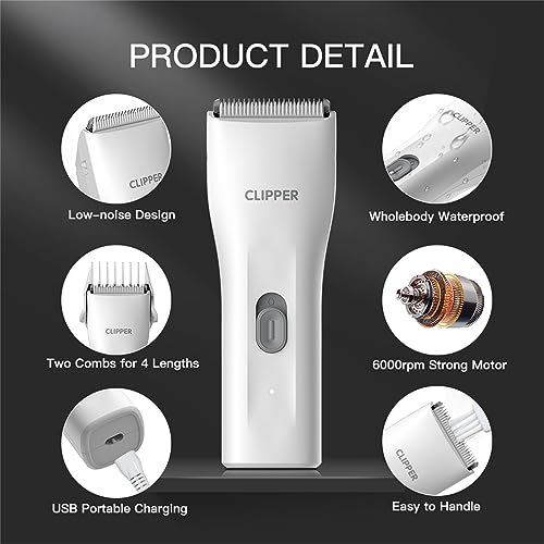 Prowerful Home Professional Dog Grooming Kit Clipper Low Noise USB Rechargeable Gifts for Dog Cat White,TS006 - color: Ts006-white