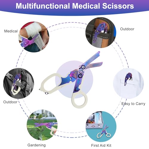 6-in-1 Heavy-Duty Emergency trauma shears (Purple) - color: Purple