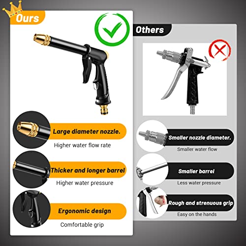 Garden Hose Nozzle with 4 Patterns, Soap Dispenser & Quick Connectors, Plastic High Pressure Washer Gun, Water Hose Nozzle Sprayer Heavy Duty, Spray Nozzle for Outdoor Car Washing