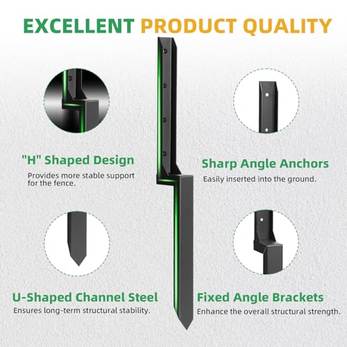 Fence Post Repair Kit, 8 Pack Heavy Duty Fence Post Stabilizer | One-Piece Fence Post Repair Stakes, Fence Support Quick Fix Tilted / Broken Mailbox, Wood Post, Square Post, Billboard Post