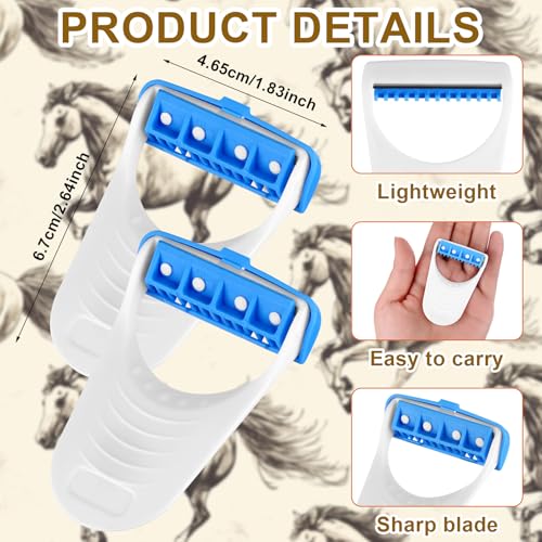 48 Pcs Horse Clippers Horse Grooming Razor Disposable Grooming Razor Horse Trimmer Shaver Kit Fit for Horse Dog, White&Blue