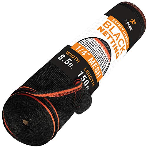 Xpose Safety Construction Safety Netting | 8.5' x 150', 1/4" Mesh Scaffold Safety Net, Temporary Material Roll, Visibility Fence, Heavy-Duty Fire Retardant, Black - color: Black, size: 8.5' X 150' – 1/4" Mesh