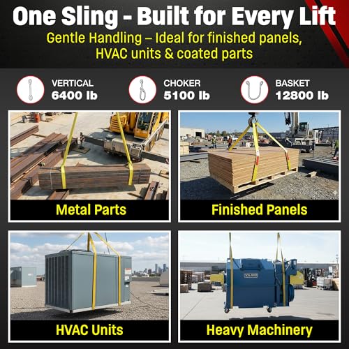 DD Sling (USA Made). 2" wide X (4' to 20' lengths) in Listing! 2 Ply Twisted Eye, Nylon Lifting Slings, Eye & Eye, Heavy Duty (900 webbing), 6,400 lbs Vertical, 5,100 Choker, 12,800 Basket Load Capacity (2inX8ft) - size: 2 in x 8 ft