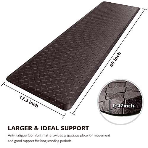 HappyTrends Kitchen Mat Cushioned Anti-Fatigue Floor Mat,17.3"x60",Thick Waterproof Non-Slip Kitchen Mats and Rugs Heavy Duty Ergonomic Comfort Rug for Kitchen,Floor,Office,Laundry,Chocolate | Thick,Soft and Waterproof Non-Slip Mats and Rugs Heavy Duty Er