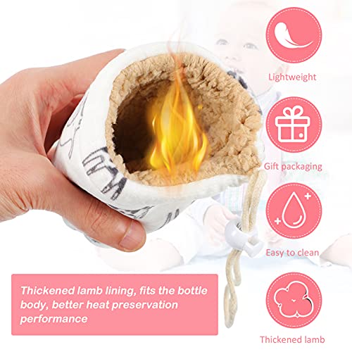 Healifty Baby Bottle Sleeve Washable Nursing Bottle Cover Thickened Lamb Cashmere Lining Insulated Sleeve for Travel Carry and Daily Feeding 4.33 X 2.75 X 2.75 in