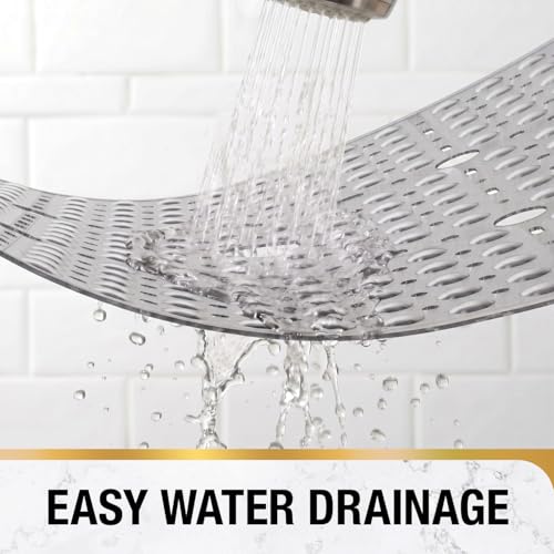 HITSLAM Square Shower Mat 27x27 Inch, Extra Large Non Slip Shower Mats for Inside Shower Stall, Anti Slip Bath Floor Mat with Strong Suction Cups & Drain Holes, Machine Washable, Grey - color: Grey