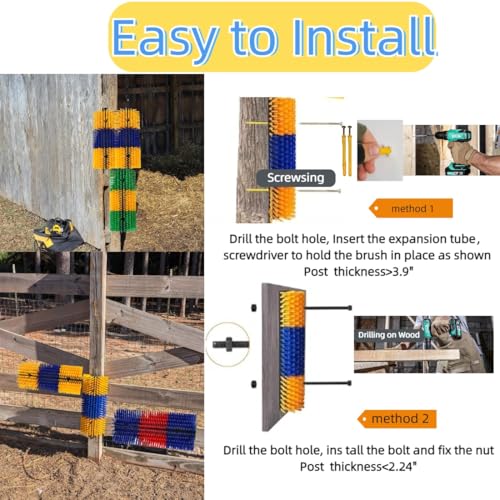 Livestock Scratching Brush Goat Donkey Cow Horse Cattle Itch Scratcher Post | Itch Relief, Livestock Grooming and Massage, Goat Scratching Post, Horse Brush, Cow brush - color: Yellow
