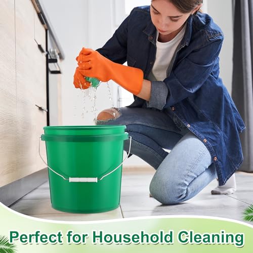 Tioncy 24 Pcs 2 Gallon Plastic Buckets with Lids and Handles,Green | Storage Pails for Paint, Cleaning, Organizing, Durable Containers, Metal Handles, Plastic Material - color: Green