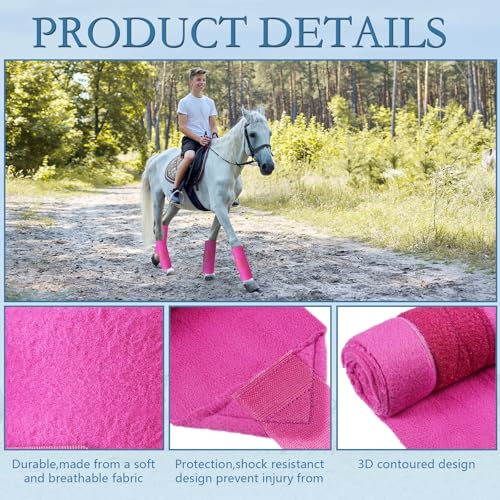 Set of 4 Horse No Bow Bandage 3D Contoured Standing Wrap Bandages Stable Nylon Horse Leg Wraps for Helping Prevent Horse from Tendon Damage and Keep Horses Clean and Safe(Purple) - color: Purple