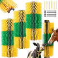 3 Pack Livestock Scratching Brush, Green and Yellow | Animal Scratcher, Itch Relief Grooming, Horse Goat Cow Scratcher, Fence Post Mounting, Durable Bristles, Farm Livestock Care - color: Green and Yellow