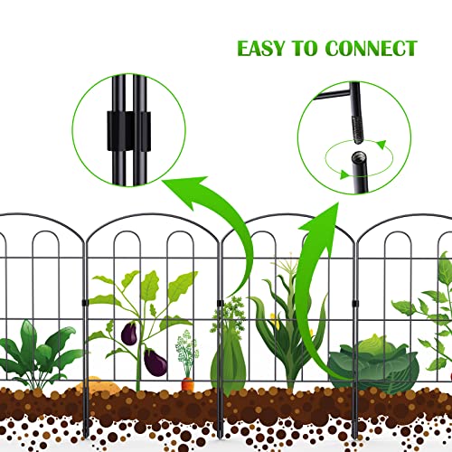 Decorative Garden Fence 24in x 30ft, Flower Bed Fencing Panels | 28 Pack,Iron Wire,RustProof,Animal Barrier - size: 30ft Arc