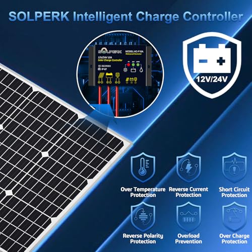 Solar Panel Kit 50W 12V, Waterproof Solar Battery Trickle Charger Maintainer + Waterproof Controller + Adjustable Mount Bracket for Boat Car RV Motorcycle(Without Mounting Bracket) - size: 50W PWM+Load Kit