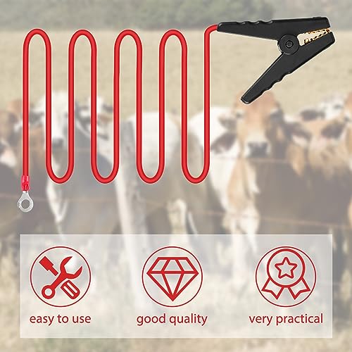 Kanayu 6 Pcs 3 ft Solar Electric Fence Wire Connectors Solar Fence Charger Connectors Electric Connect Clips Lead Copper Wire with Alligator Clip