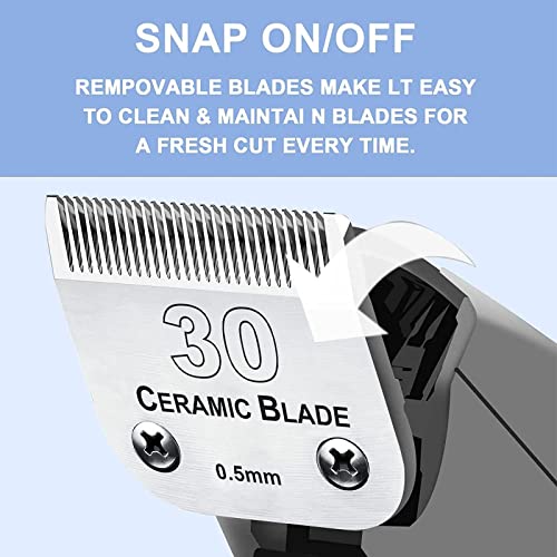 30 Blade Dog Grooming Blades Compatible with Andis/Wahl/Oster Dog Clippers | Detachable Stainless Steel Blade,Size-30, 1/50-Inch Cut Length (64260),2Pack - color: 2pc 30:1/50''(0.5mm)