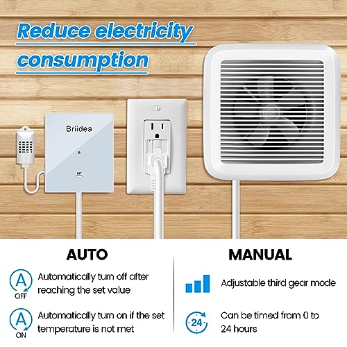 Briidea Attic Fan Control Kit - Smart Fan Converter with Temperature & Humidity Sensor for Cool, Dry Attic