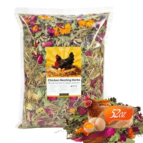 Chicken Nesting Herbs 52oz Large Value Natural 7-Herb Lemongrass Blend | Keeps Coops Fresh Naturally, Flexible for Chickens, Ducks & More, Ideal for Nesting Boxes, Bedding & Dust Baths