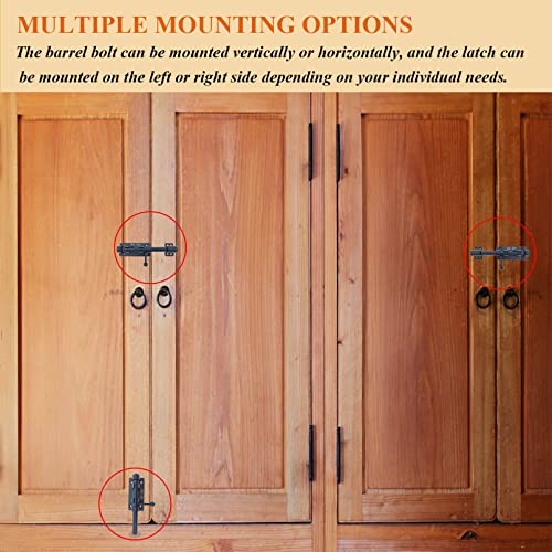 8in Slide Bolt Gate Latch 304 Stainless Steel Barrel Bolt Latch Heavy Duty Door Security Lock Thickened Door Latches Hardware with Mounting Screws for Barn Fence Shed Basement - color: 8in Black